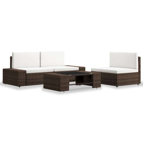 4 részes barna polyrattan kerti ülőgarnitúra