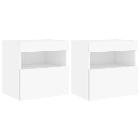 2 db fehér falra szerelhető TV-szekrény LED-ekkel 40x30x40 cm