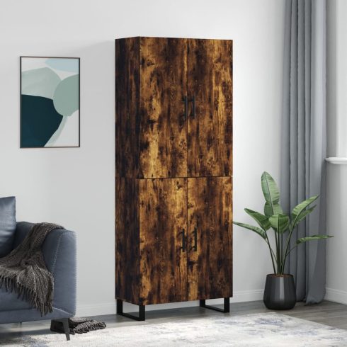 Füstös tölgy színű szerelt fa magasszekrény 69,5 x 34 x 180 cm