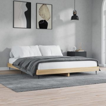   Sonoma tölgy színű szerelt fa ágykeret matrac nélkül 140x200 cm