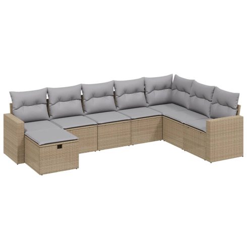 8 részes vegyes bézs polyrattan kerti ülőgarnitúra párnákkal