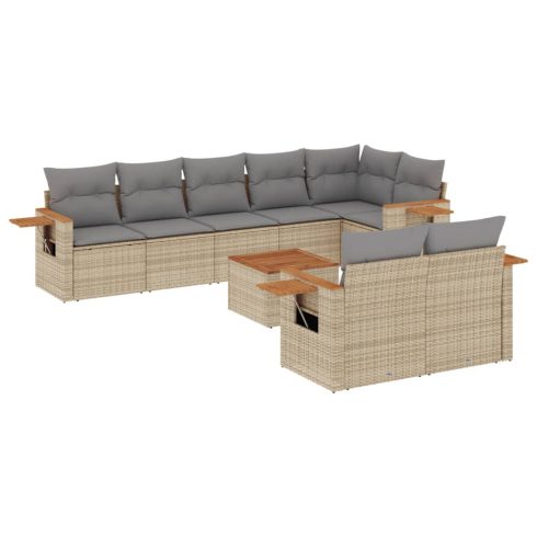 9 részes szürke polyrattan kerti ülőgarnitúra párnákkal