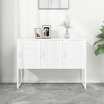 Fehér acél tálalószekrény 105 x 35 x 75 cm