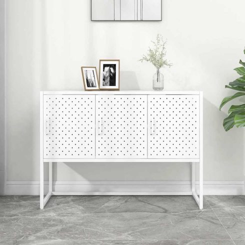 Fehér acél tálalószekrény 105 x 35 x 75 cm