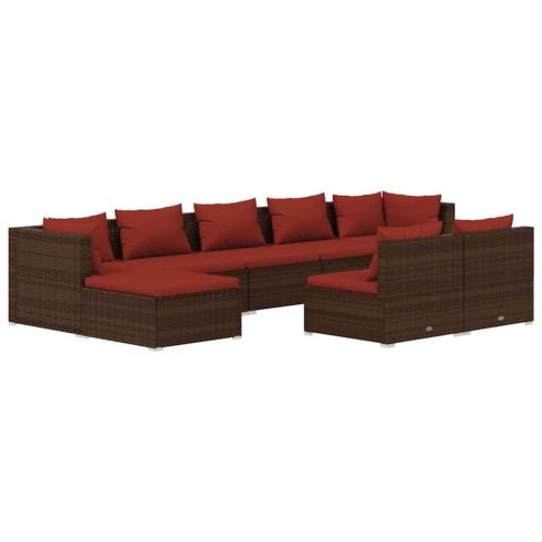 9 részes barna polyrattan kerti ülőgarnitúra párnákkal