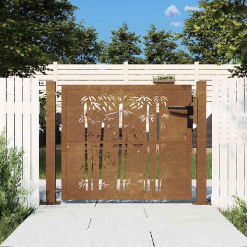 Corten acél, bambusz mintás kerti kapu 100x75 cm