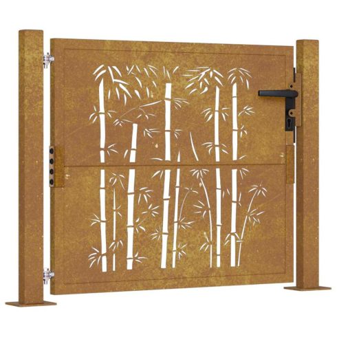 Corten acél, bambusz mintás kerti kapu 100x75 cm