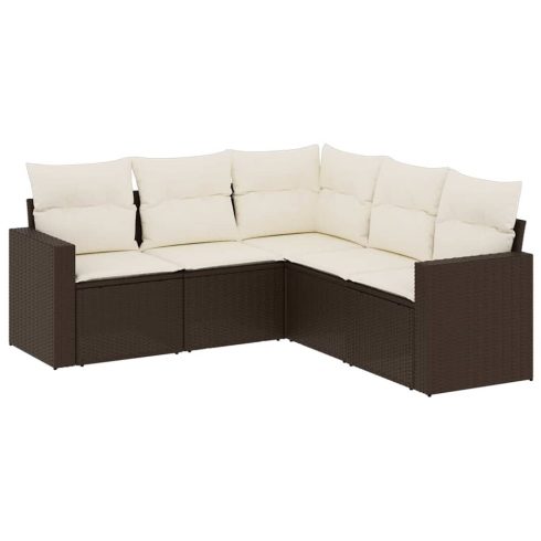 5 részes barna polyrattan kerti ülőgarnitúra párnával