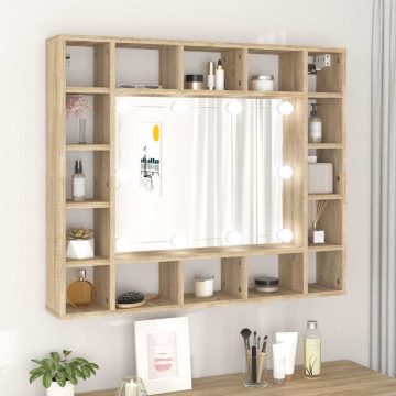   Sonoma tölgyszínű tükrös szekrény LED-ekkel 91 x 15 x 76,5 cm