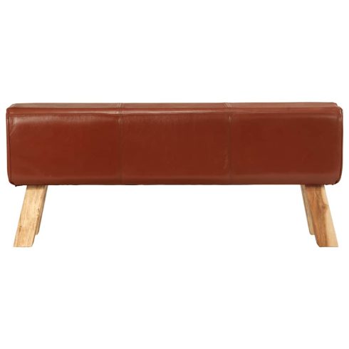 Barna valódi bőr és tömör mangófa tornapad 110 cm