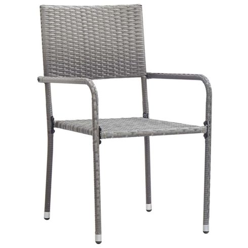 3 részes szürke polyrattan kerti étkezőgarnitúra