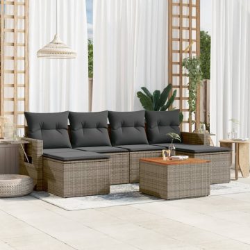   7 részes szürke polyrattan kerti ülőgarnitúra párnákkal