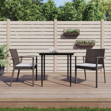   3 részes polyrattan és acél kerti étkezőgarnitúra párnával