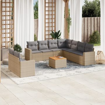   Patio Sofa Set 9-személyes Keverék bézs és világos szürke