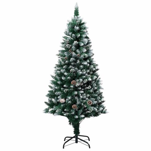 LED-es műkarácsonyfa gömbkészlettel és tobozokkal 180 cm