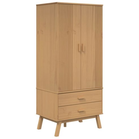 OLDEN barna tömör fenyőfa gardrób 76,5 x 53 x 172 cm