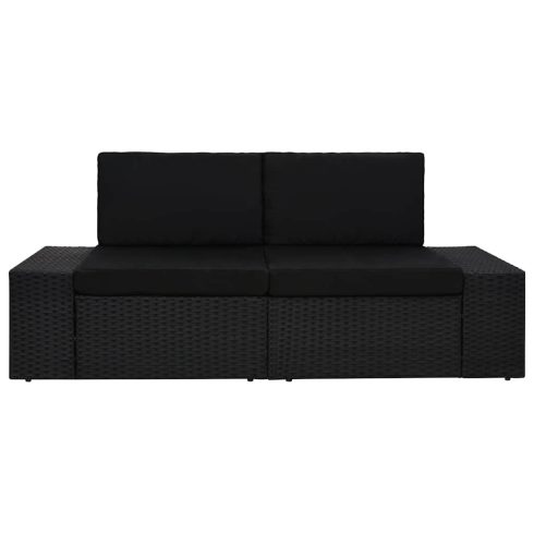 2 személyes fekete elemes polyrattan kanapé