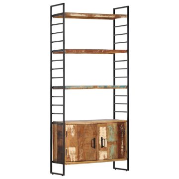   4 szintes tömör újrahasznosított fa könyvespolc 80x30x180 cm