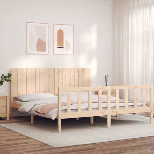Tömör fa ágykeret fejtámlával Super King Size