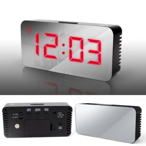 Tükrös Kerekített Sarok Design LED Digitális ébresztő óra - DS-3622L