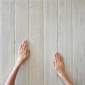   10 Darab Öntapadós 3d Deszka Hatású Dekor Falmatrica, Tapéta Világosszürke Fenyő Fa Mintával