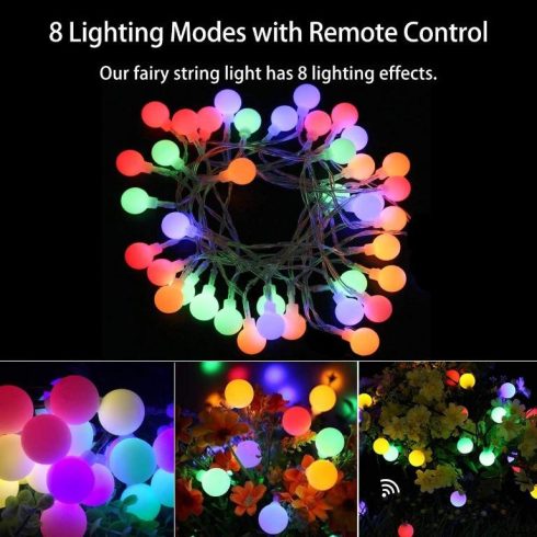 Akció Fochea 12m Távirányítós 100 db Led Gömb Fényüzér Karácsonyra Kültérre Beltérre Vízálló IP65