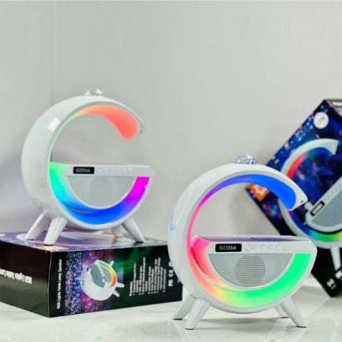 Új G. Bluetooth Hangszóró RGB LED Projektorral és QI vezeték nélküli indukciós töltővel Wireless Töltős Óra Telefon Töltő G2388A