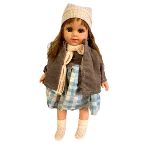 Pretty Girl Magyarul Beszélő és Éneklő Hajas Ruhás Baba Lány Csinos Téli Öltözetben