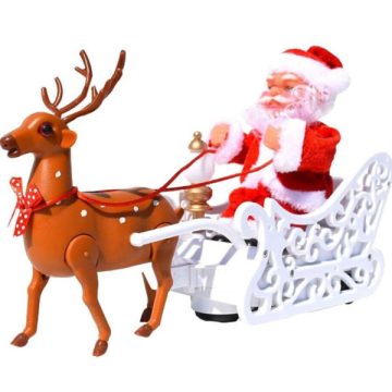   Elektromos Mikulás szán rénszarvassal és hanghatásokkal – mozgó karácsonyi dísz gyerekeknek és otthonra HS-1371-10 