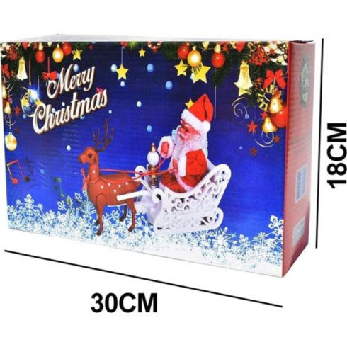 Elektromos Mikulás szán rénszarvassal és hanghatásokkal – mozgó karácsonyi dísz gyerekeknek és otthonra HS-1371-10 