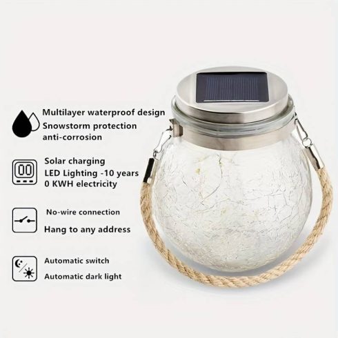 Kötélen Függő, Felakasztható Napelemes 30 LED-es Kerti Lámpa Solar Kempinglámpa Kemping Lámpa Választható Szín