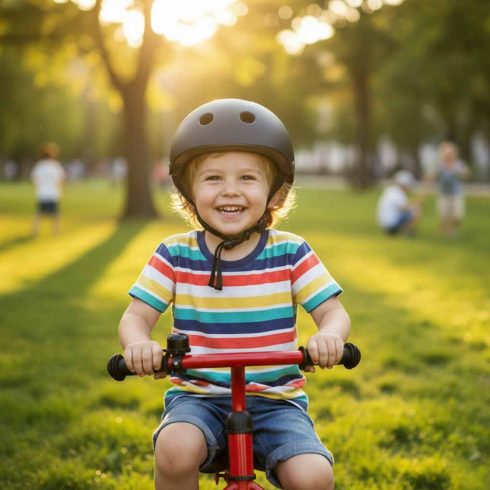 Trike Fix gyermek biciklis sisak állítható LED M 55-58cm fekete