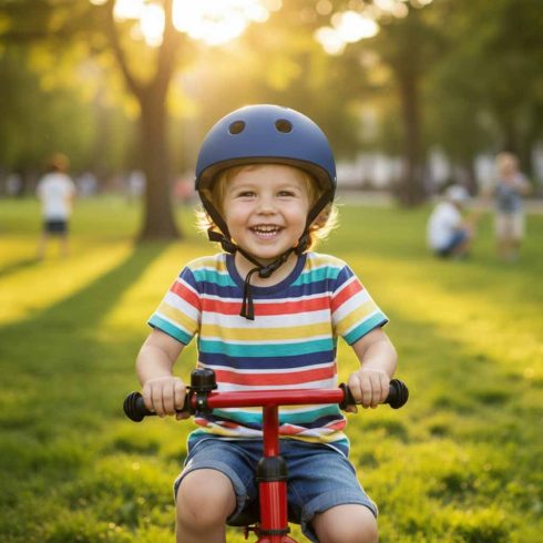 Trike Fix gyermek biciklis sisak állítható LED M 55-58cm tengerészkék