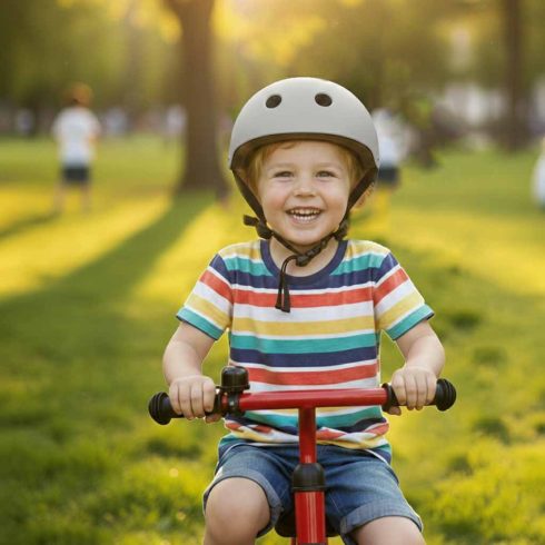 Trike Fix gyermek biciklis sisak állítható LED M 55-58cm sötétszürke
