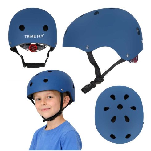 Trike Fix gyerek biciklis sisak állítható LED S 48-54cm tengerészkék
