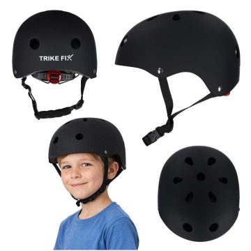   Trike Fix gyerek biciklis sisak állítható LED S 48-54cm fekete