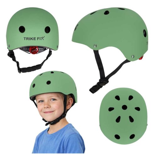 Trike Fix gyerek biciklis sisak állítható LED S 48-54cm sötétzöld