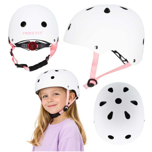 Trike Fix gyermek biciklis sisak állítható LED S 48-54cm fehér