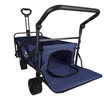   LUARO strandszállító kocsi, összecsukható napellenzővel és hálóval, tengerészkék színű