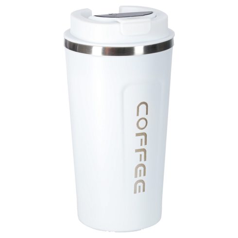 Termikus bögre szájkosárral LED termosz 500ml fehér