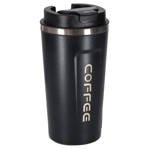 Termikus bögre szájkosárral LED termosz 500ml fekete