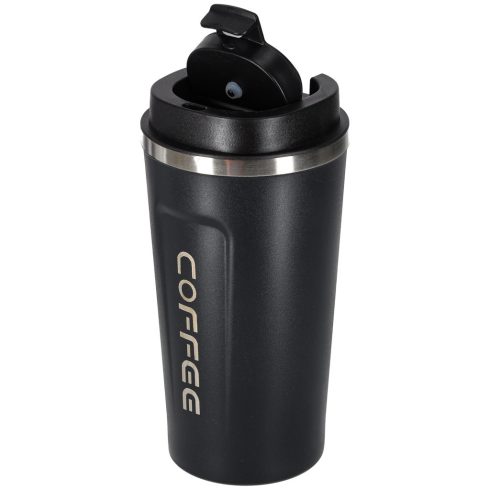 Termikus bögre szájkosárral LED termosz 500ml fekete
