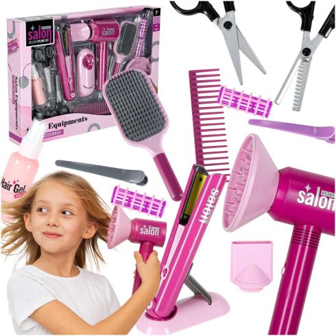 Fodrászati készlet gyerekeknek hajszárító hajkiegyenesítő 16 tételek