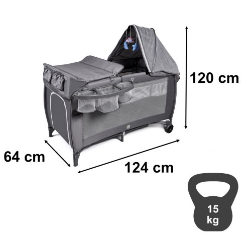 Utazóágy összecsukható kétszintes pelenkázóasztal max. 15kg