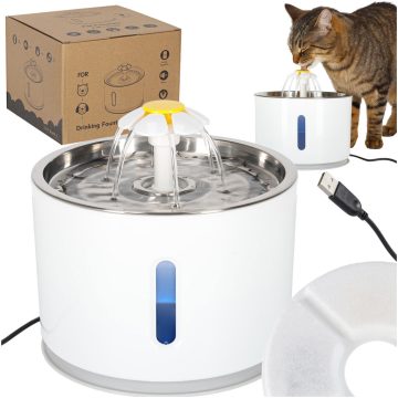   Ivókút kutyának macskának automata USB LED-es itató 2.4l tisztító szűrő