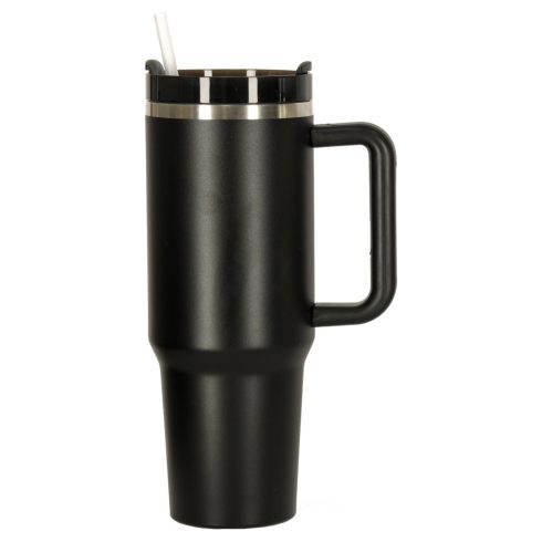 Termikus bögre szívószállal és fogantyúval termosz 1200ml fekete