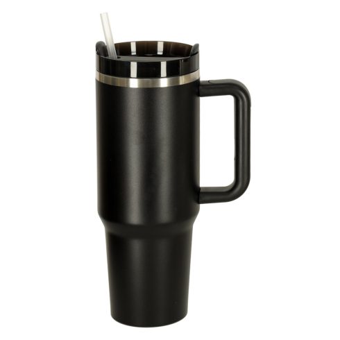 Termikus bögre szívószállal és fogantyúval termosz 1200ml fekete