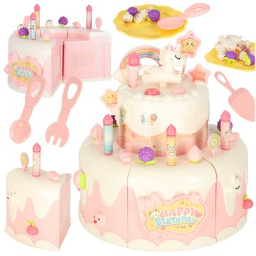   Születésnapi torta felhalmozott vágás tépőzár zene könnyű konyha 16 darab rózsaszínű