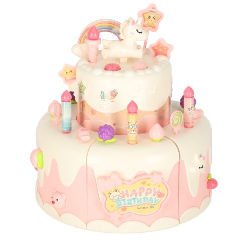 Születésnapi torta felhalmozott vágás tépőzár zene könnyű konyha 16 darab rózsaszínű