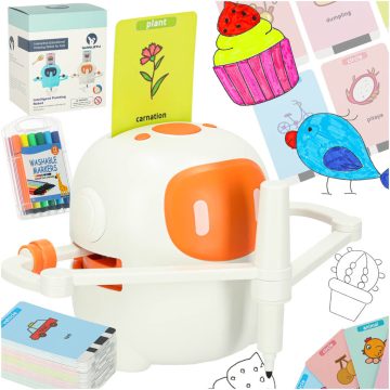   Oktatási robot interaktív tanulás rajzolni írás fiche készlet markerek narancssárga